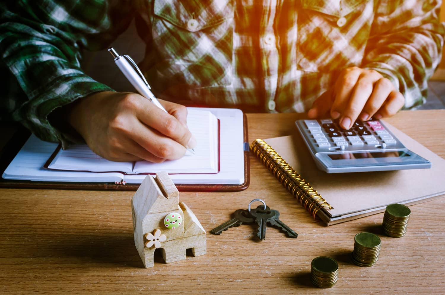 A man working on taxes