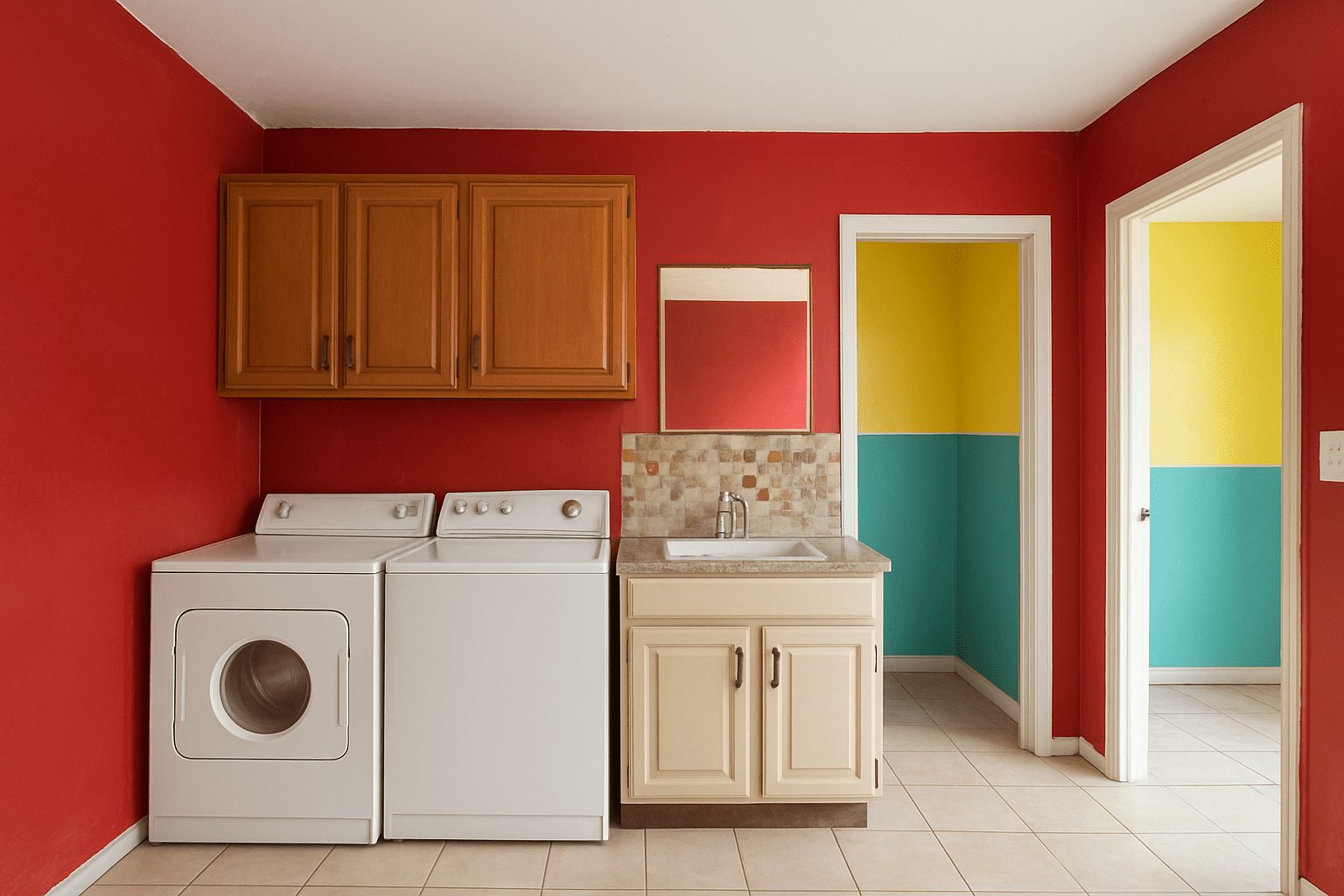 neat laundry area
