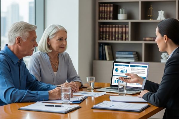 Couple talking to a home buying company