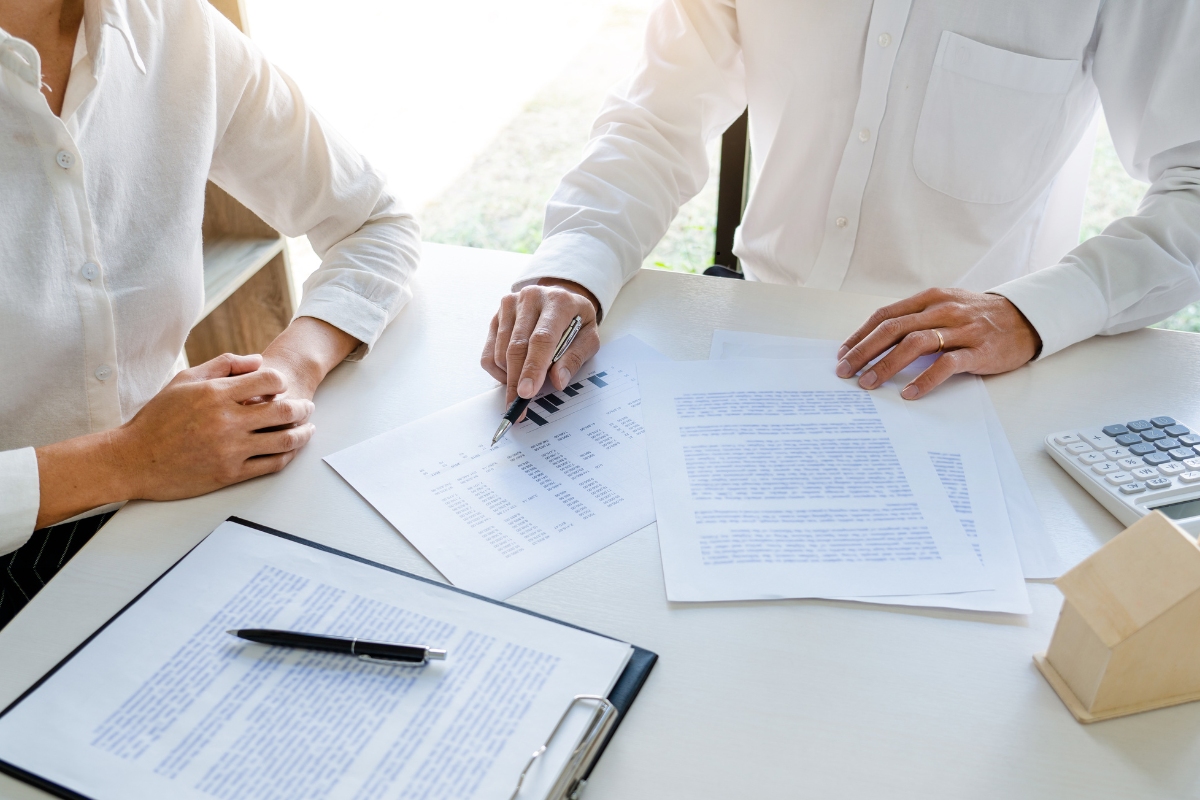 Homeowner reviewing documents.