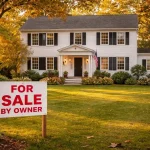 How To Sell A House Without A Realtor In Maine: 2026 FSBO Guide Maine home with for sale by owner sign in front yard during fall season