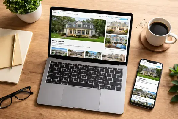 Laptop and phone displaying home listing on real estate websites for maximum MLS exposure