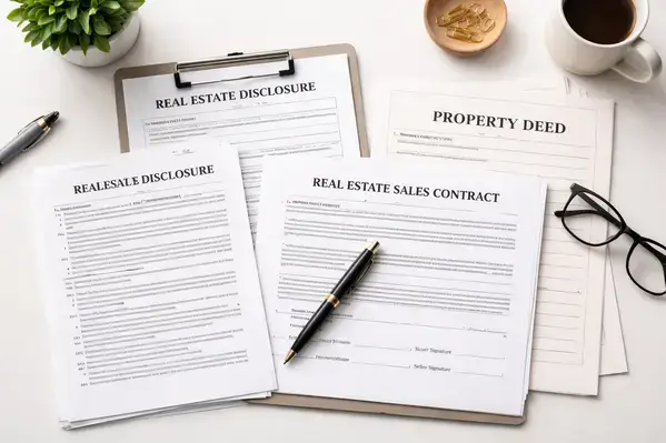 Organized Maine FSBO paperwork including disclosure forms sales contract and deed